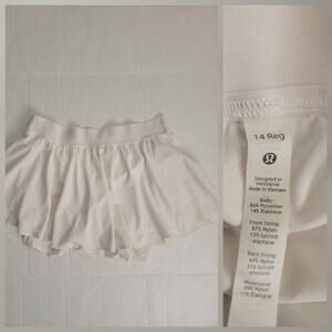 Lululemon Tennis Skirt Skort SZ 14 Court Rival High Rise Pickleball Golf White
